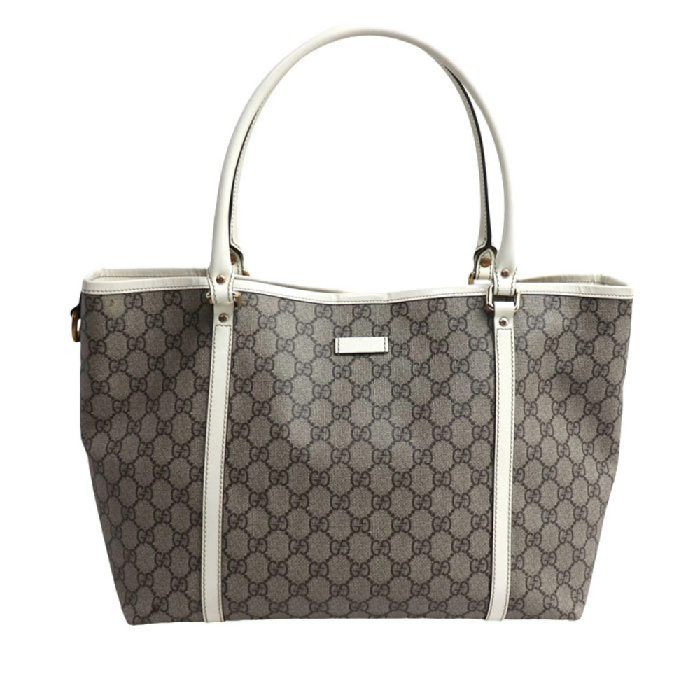 GUCCI GG Supreme Tote Bag, Beige x White, 197953, Women's